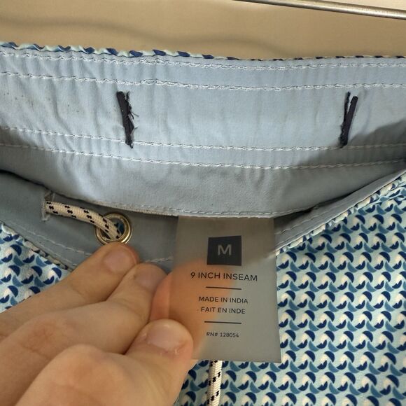 Bonobos Swim Trunks Men's Medium Blue Print Drawstring Pockets Lined Ocean - Picture 5 of 8